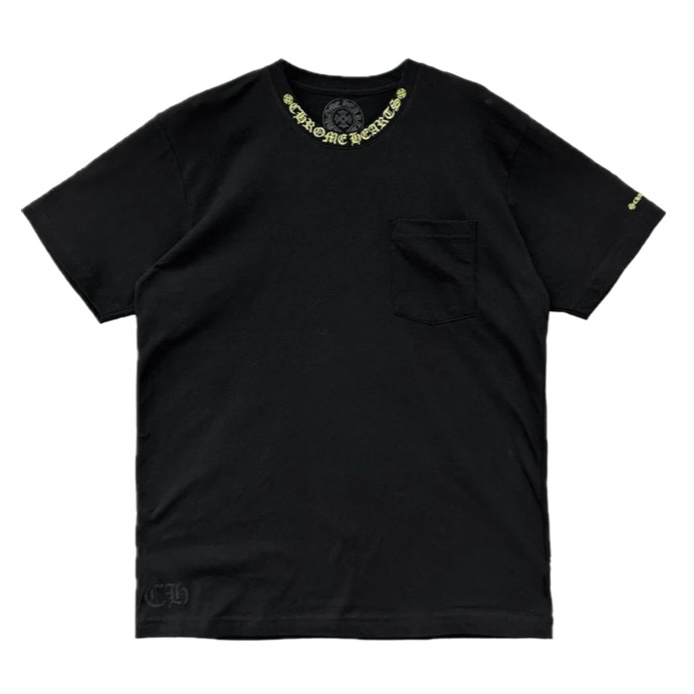 Chrome Hearts  Yellow Neck Script Logo Short Sleeve Tee