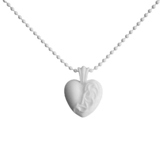 Chrome Hearts Silicone Heart Pendant Necklace (White)
