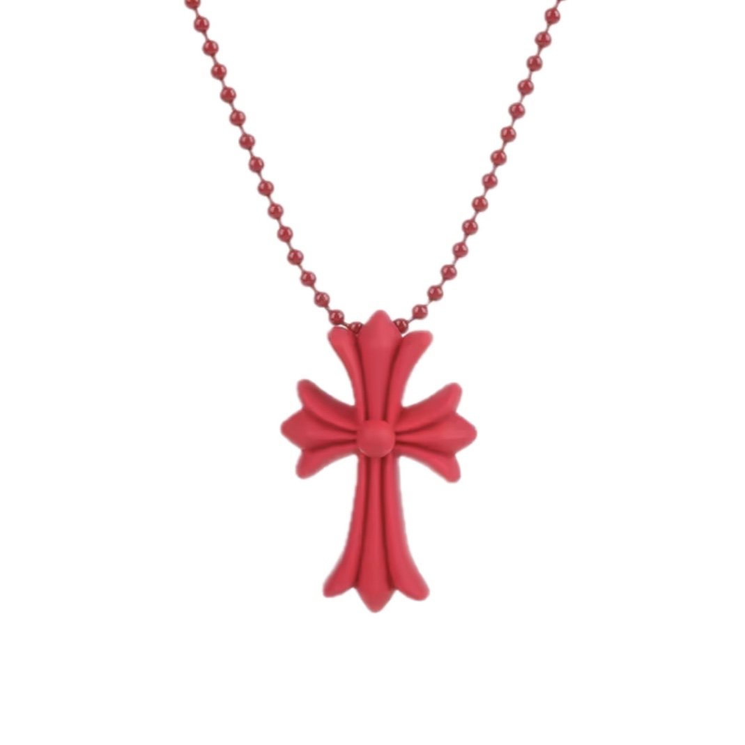Chrome Hearts Chrome Hearts Rubber Cross Pendant Necklace (Red)