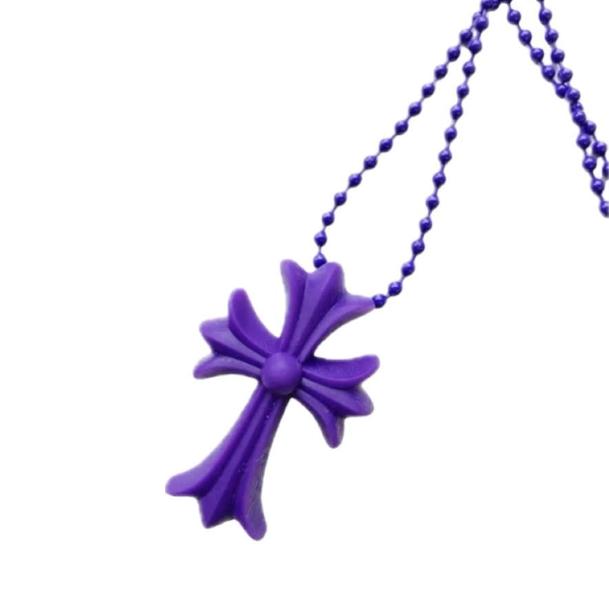 Chrome Hearts Chrome Hearts Rubber Cross Pendant Necklace (Purple)