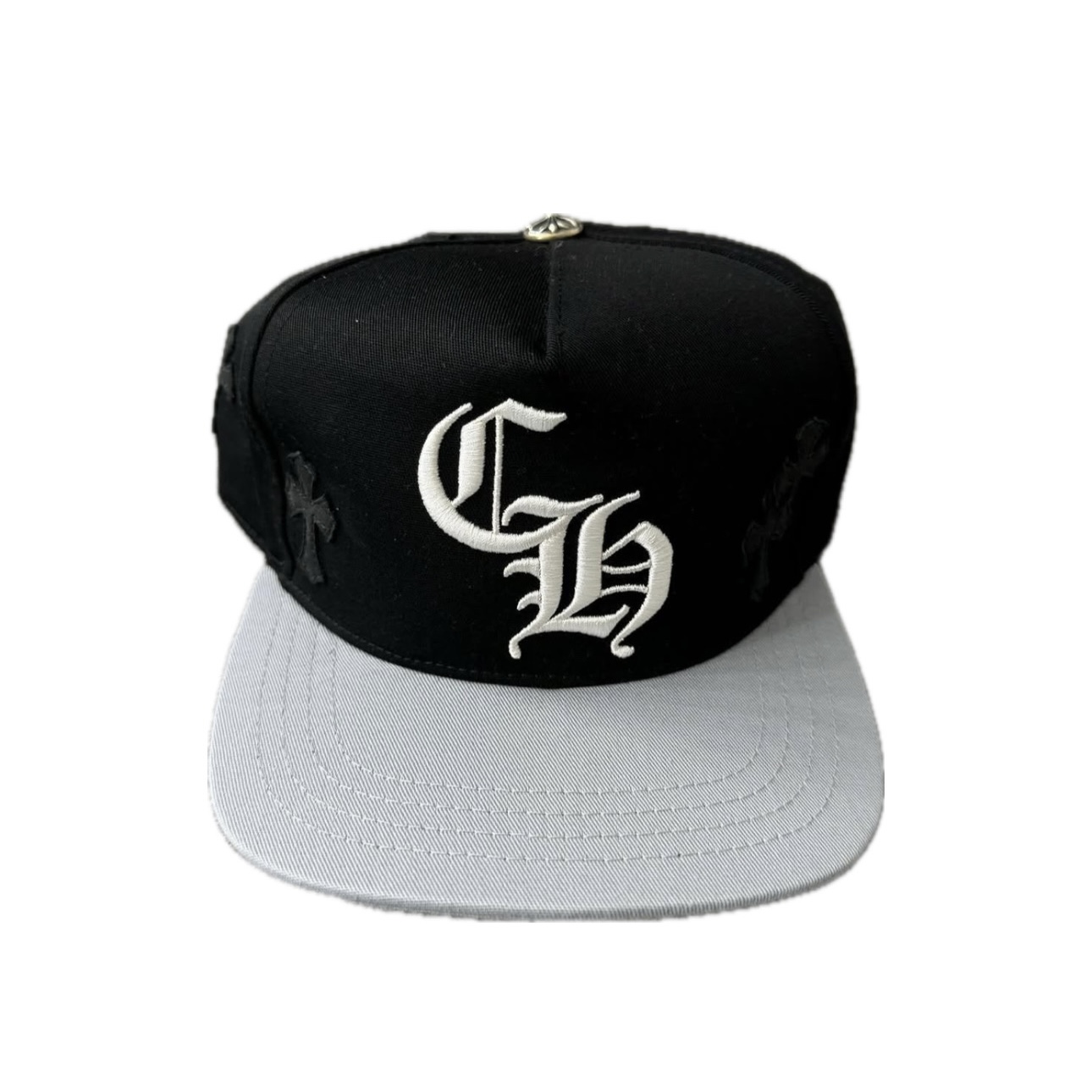 Chrome Heart Baseball Hat Cross Patch Black/Grey