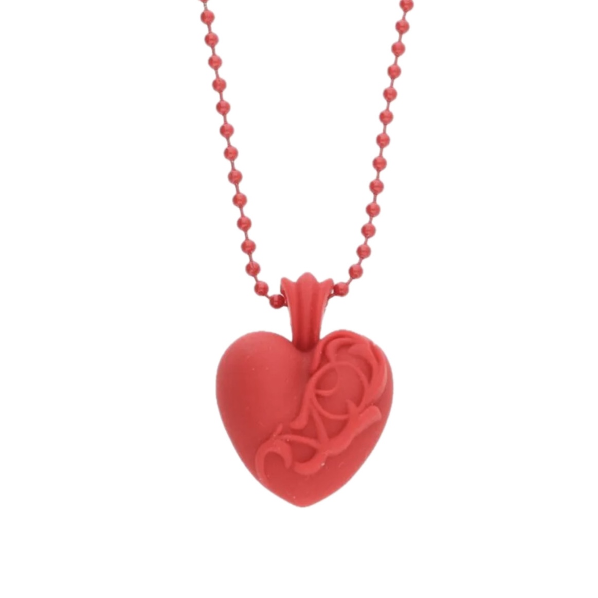 Chrome Hearts Silicone Heart Pendant Necklace (Red)