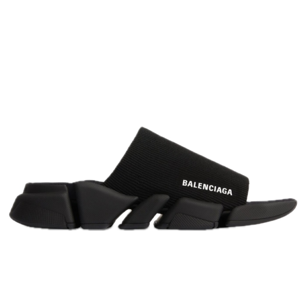 Balenciaga Men's Speed 2.0 Recycled Knit Slide Sandal In Black
