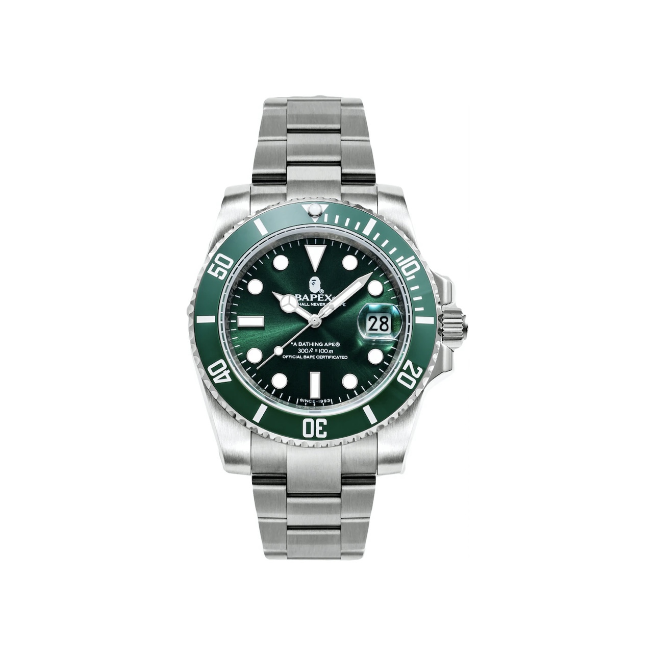 A Bathing Ape Type 1 Bapex Watch (2022) Green Silver